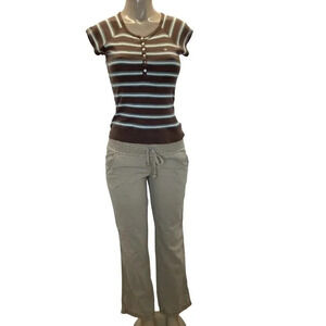 Hang ten thick band pants and striped top Preowned